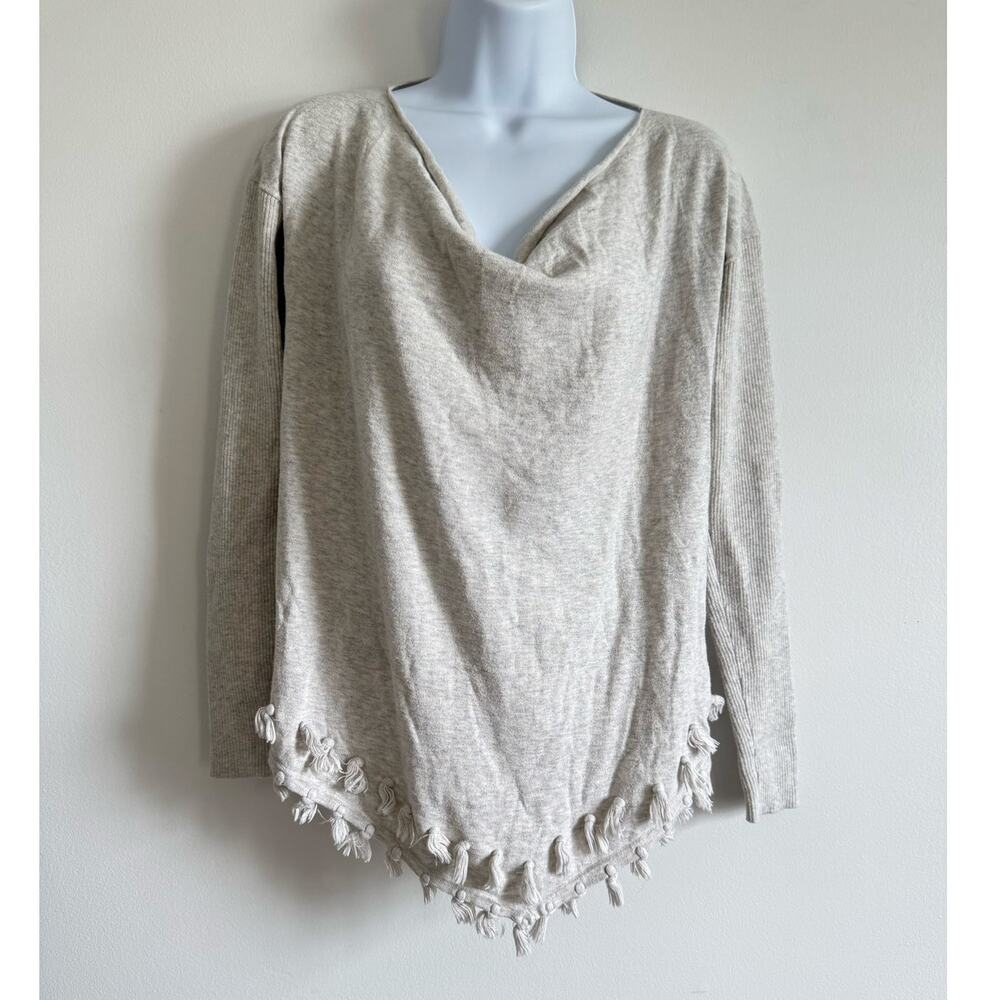 Lilly Pulitzer gray Tassel Hem Sweater XS‎ Cotton Blend Lightweight Knit Boho